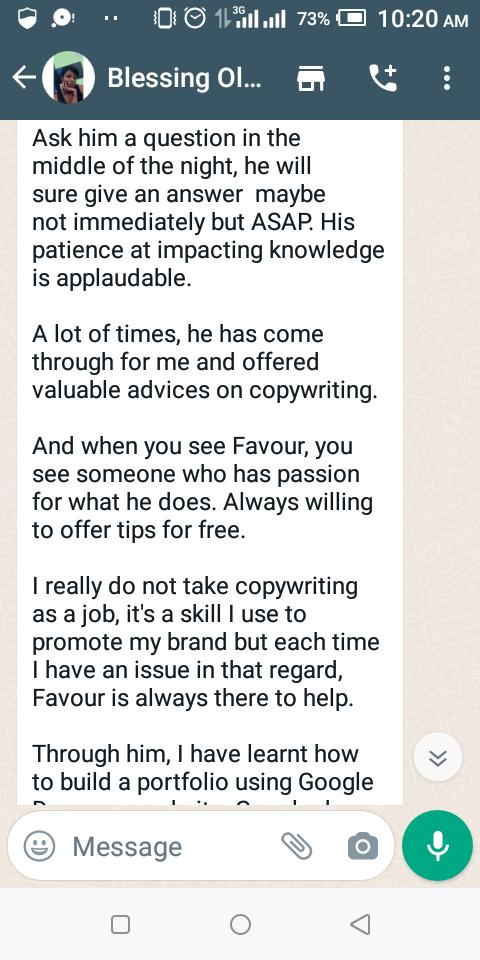 Business Owner confesses she uses Copywriting tips I taught her to earn in her business