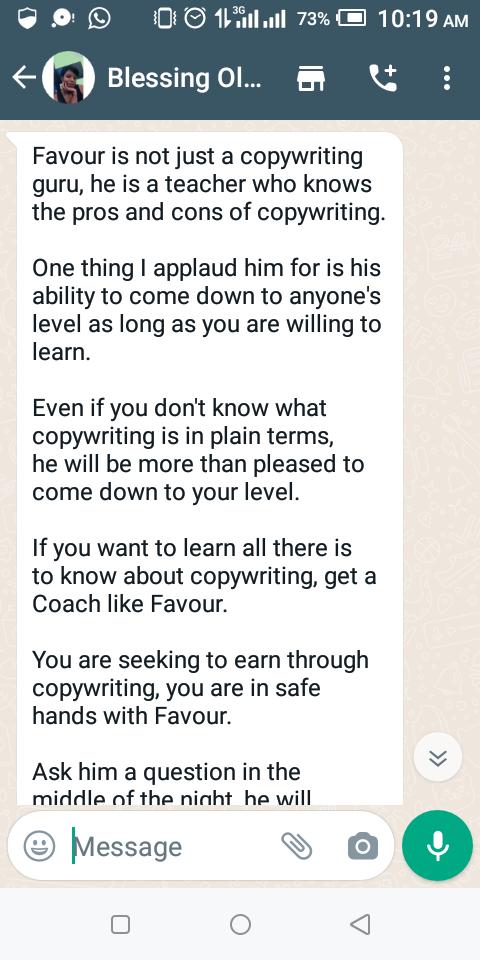 Business Owner confesses she uses Copywriting tips I taught her to earn in her business